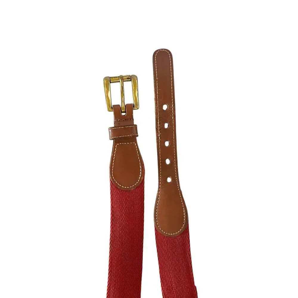 Dooney & Bourke Vintage Leather Red Wool Surcingle Belt Size 38